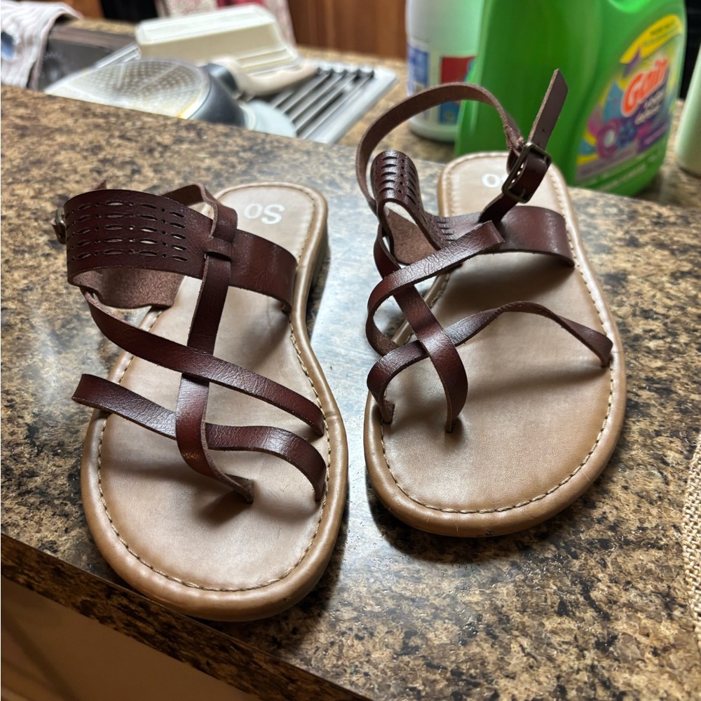 SO Brown Strappy Sandals